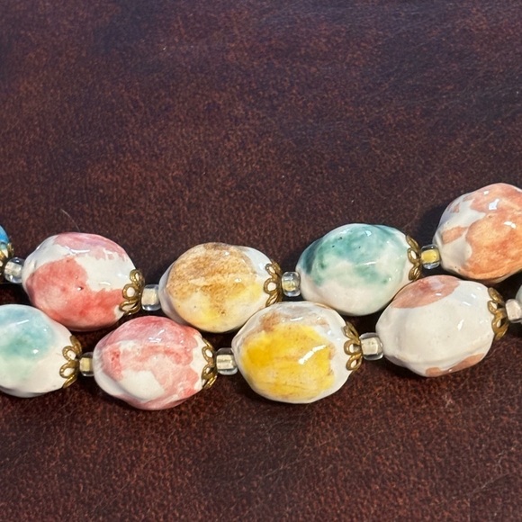 West Germany porcelain or ceramic water color beaded double strand - Picture 6 of 7